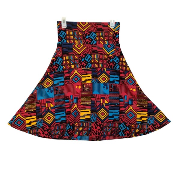 Circle Skirt Women's S Multicolor Knit Short Skater Graphic Bold Pull On - Picture 4 of 8